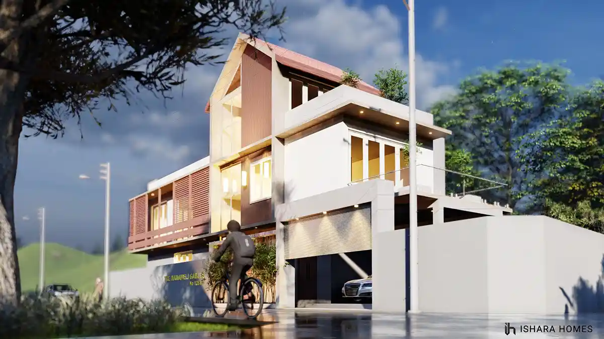 The Mahaweli Gables, a modern tropical gable home in Peradeniya designed and built by Ishara Homes