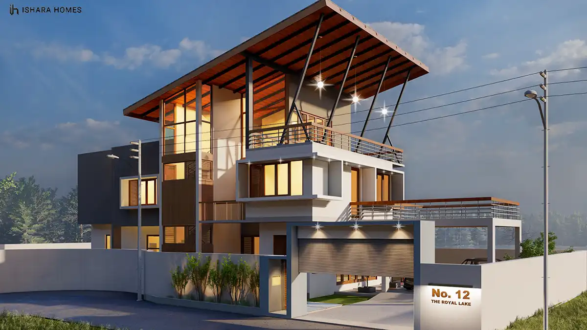 The daytime facade reveals the full three-storey composition at No.